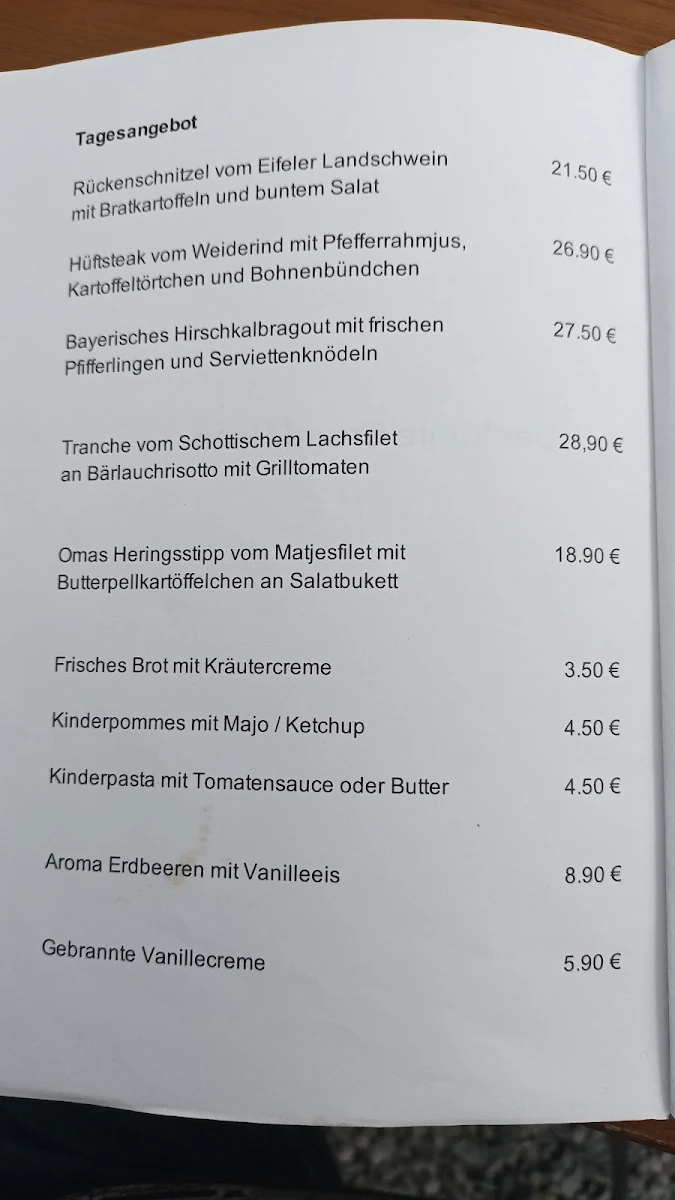 Speisekarte, Im kühlen Grunde
