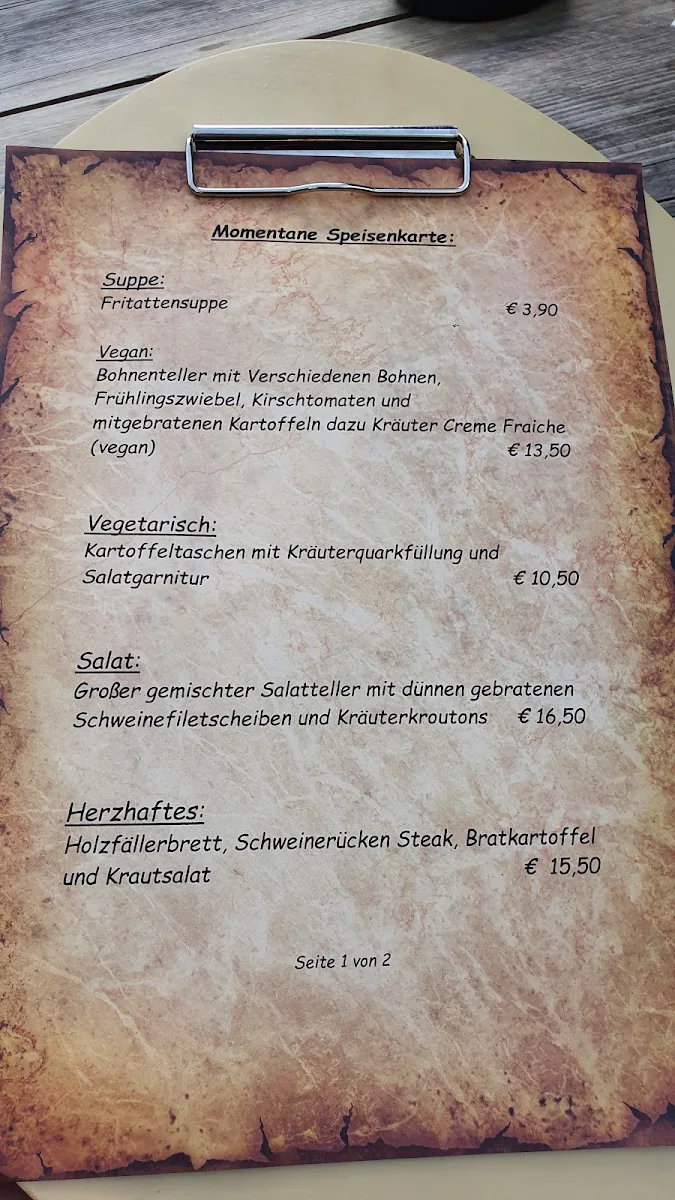 Speisekarte, Im kühlen Grunde