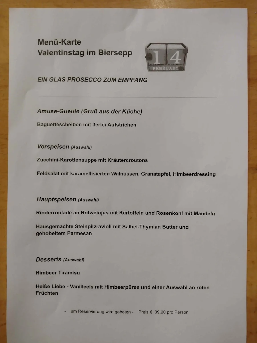 Speisekarte, Der Biersepp