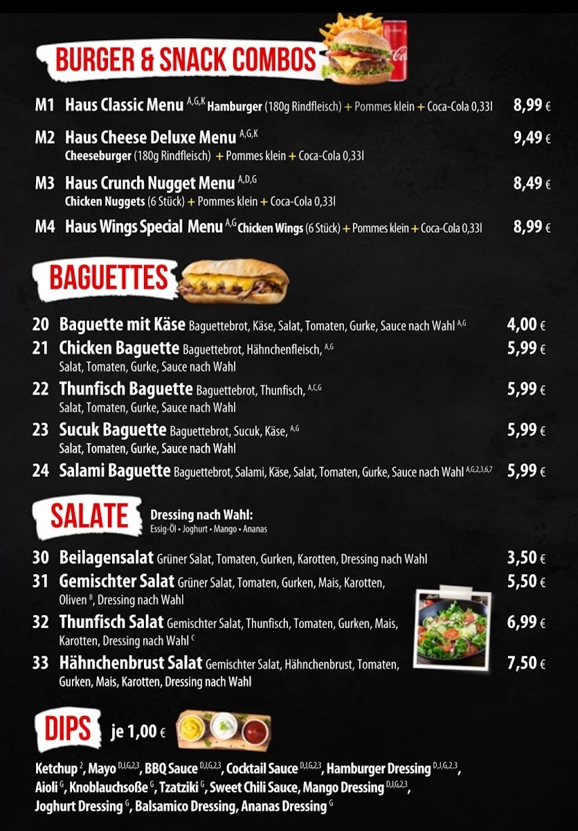 Speisekarte, Pizza Haus Alsdorf
