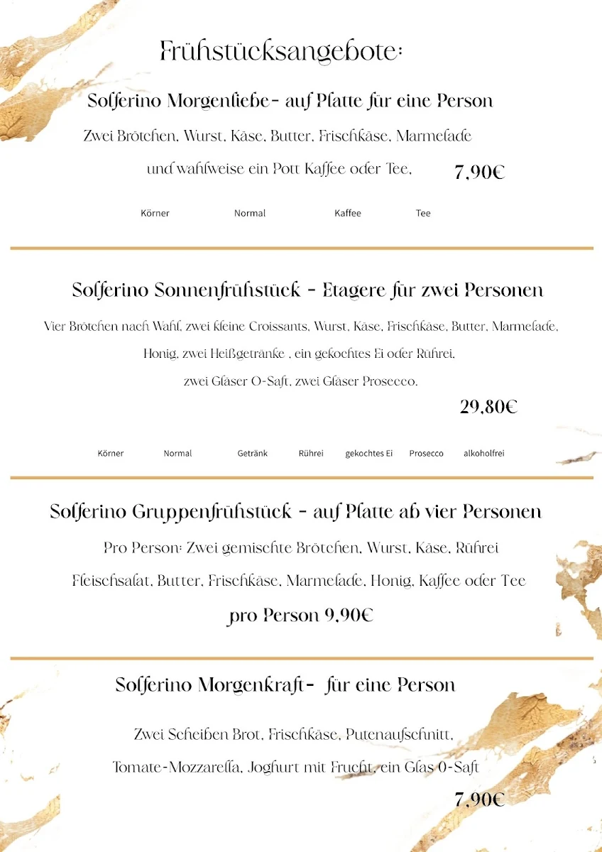 Speisekarte, DRK Cafe Solferino