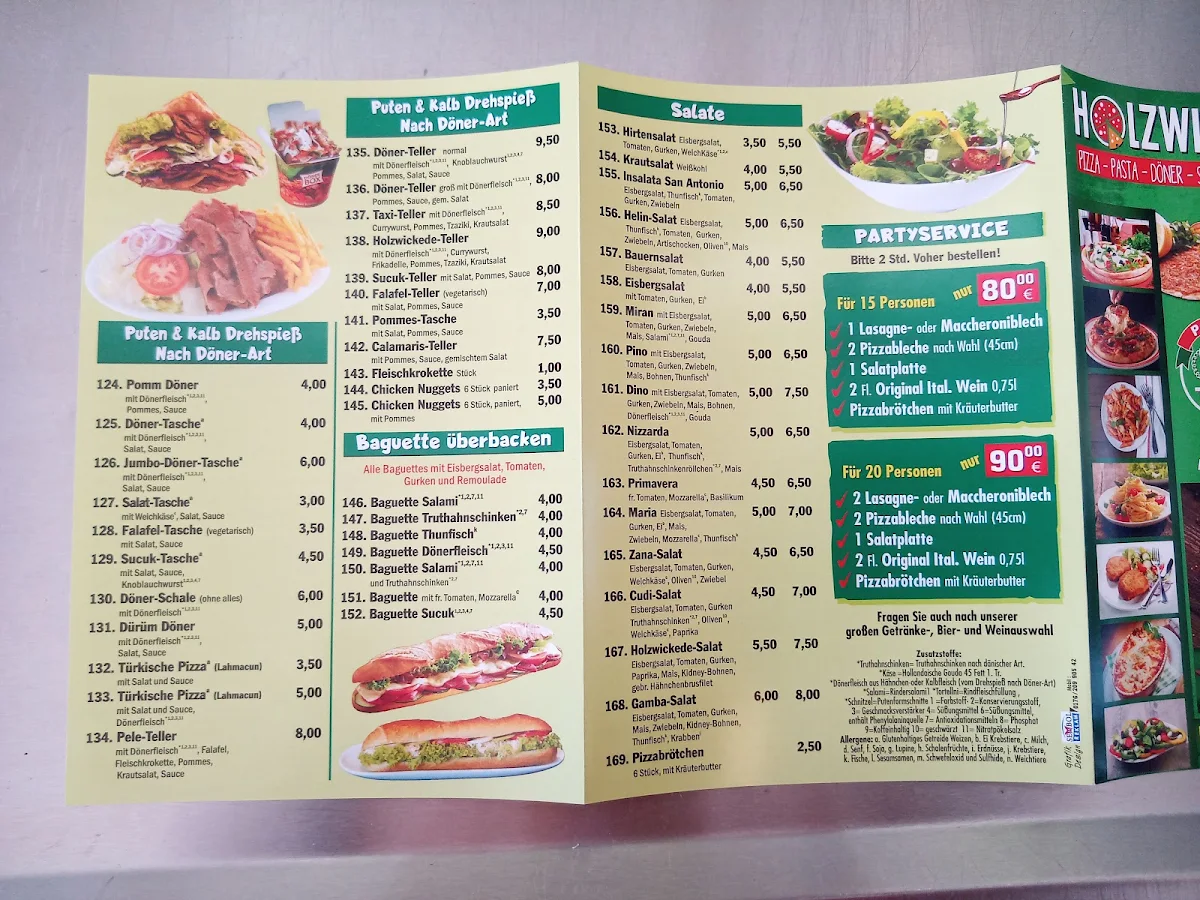 Speisekarte, Holzwickede Grill - Pizza - Pasta - Döner - Schnitzel - Imbiss