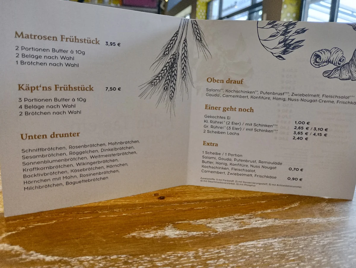 Speisekarte, Café Sandkorn Bäckerei und Konditorei Tiedemann GmbH