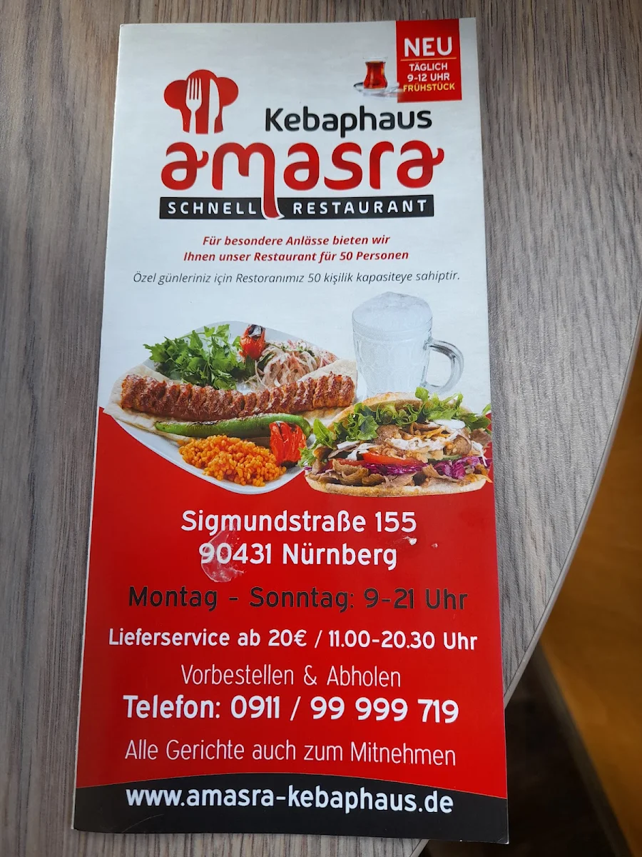 Speisekarte, Amasra Kebaphaus