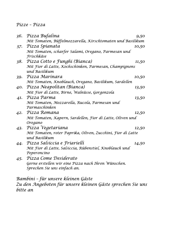 Speisekarte, Di Nardo