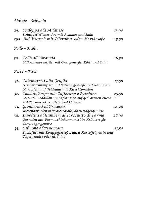 Speisekarte, Di Nardo