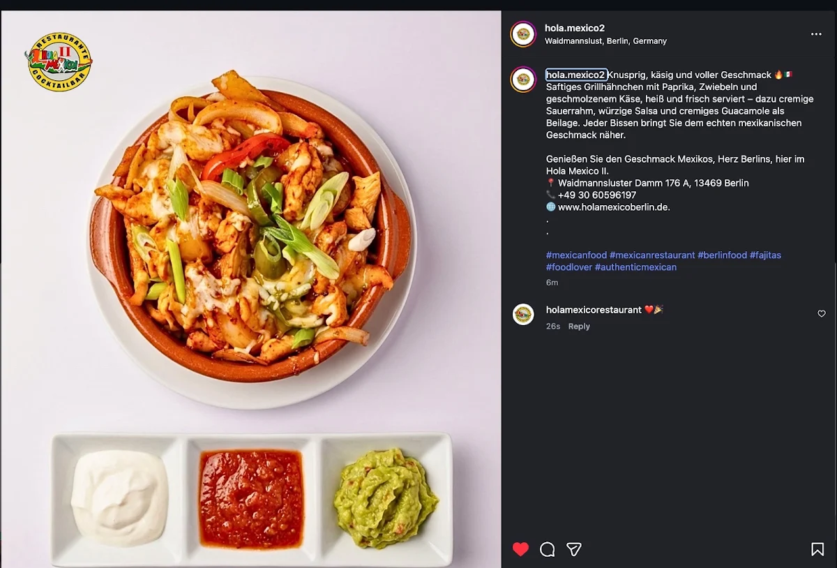 Speisekarte, Hola México Restaurant Prenzlauer Berg