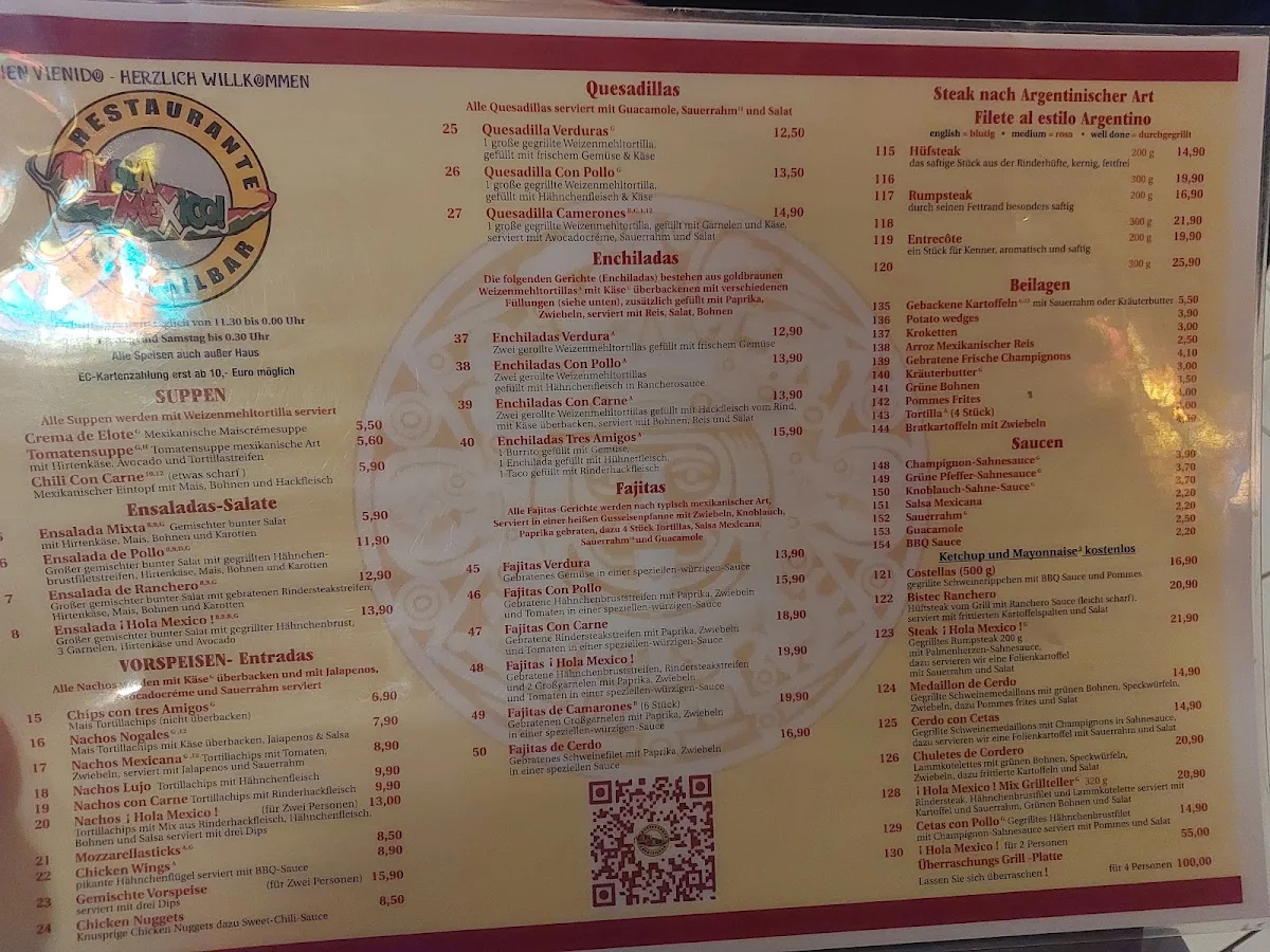 Speisekarte, Hola México Restaurant Prenzlauer Berg