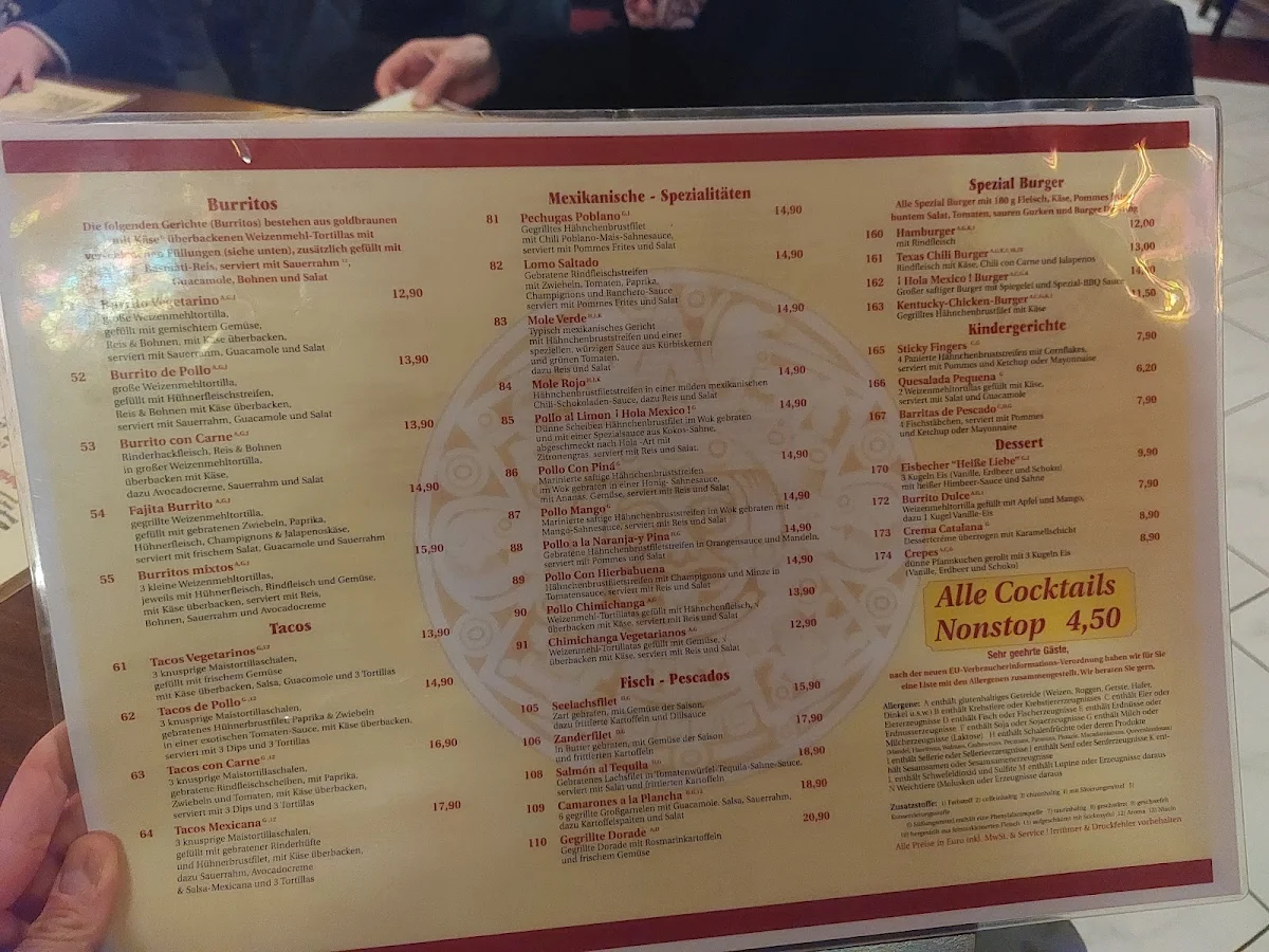Speisekarte, Hola México Restaurant Prenzlauer Berg