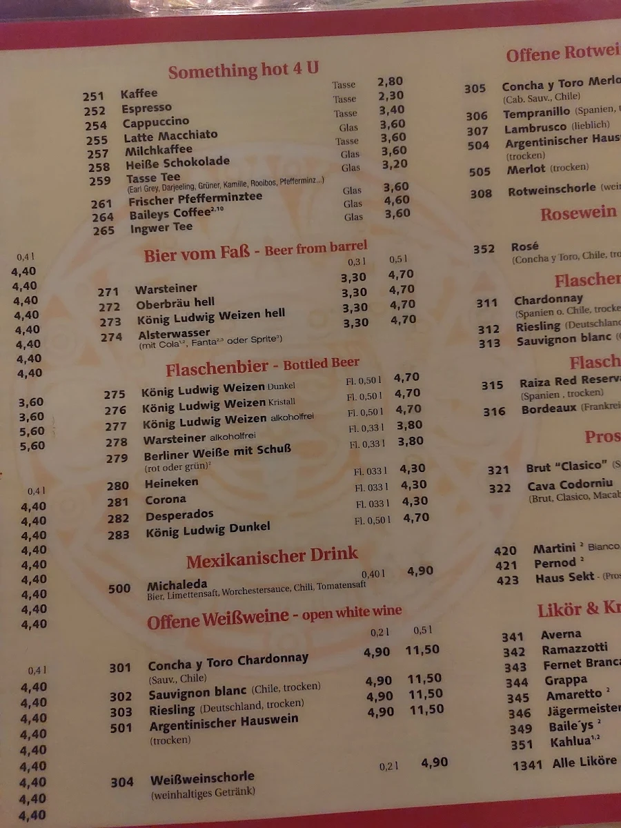 Speisekarte, Hola México Restaurant Prenzlauer Berg