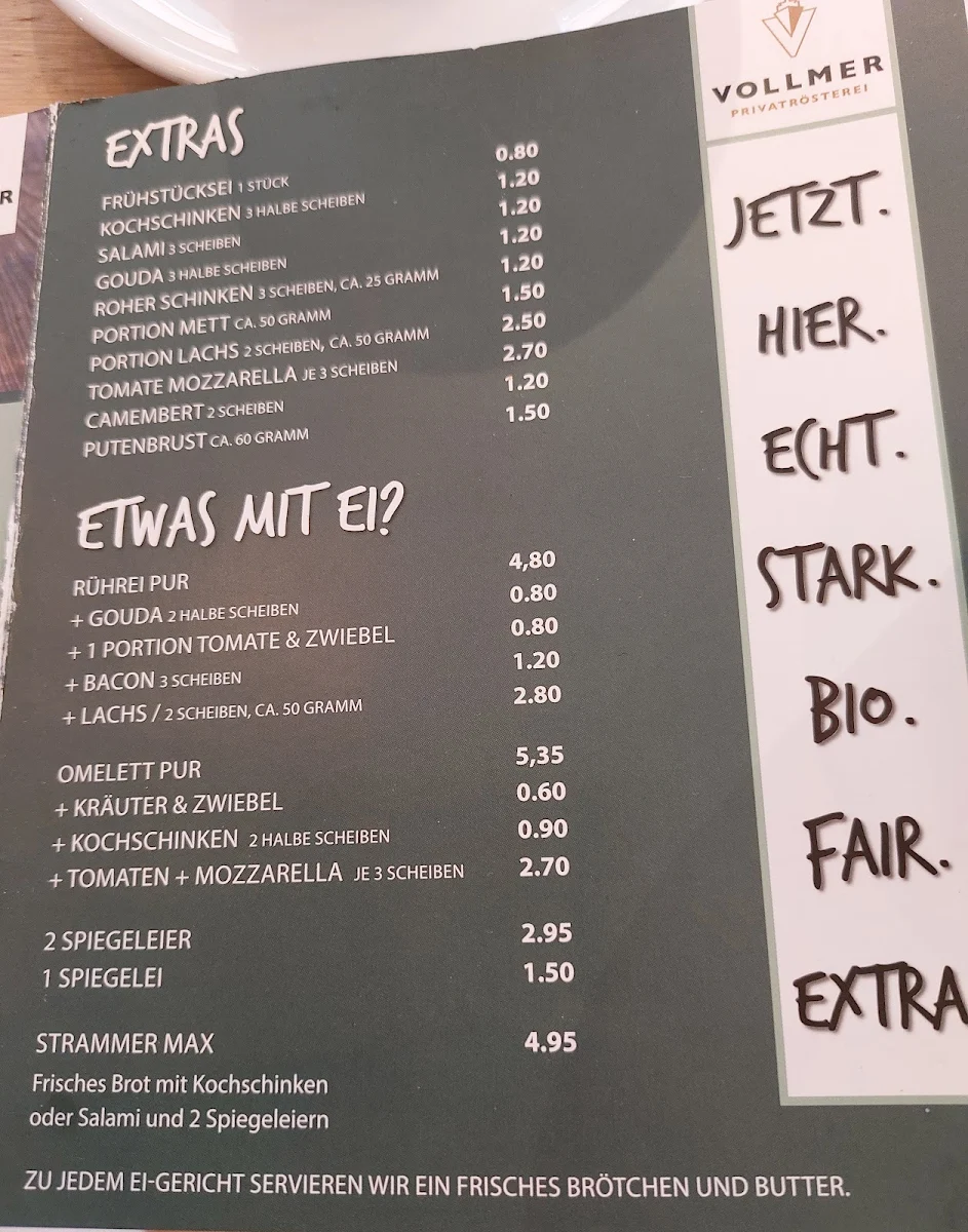 Speisekarte, Bäckerei Bertermann