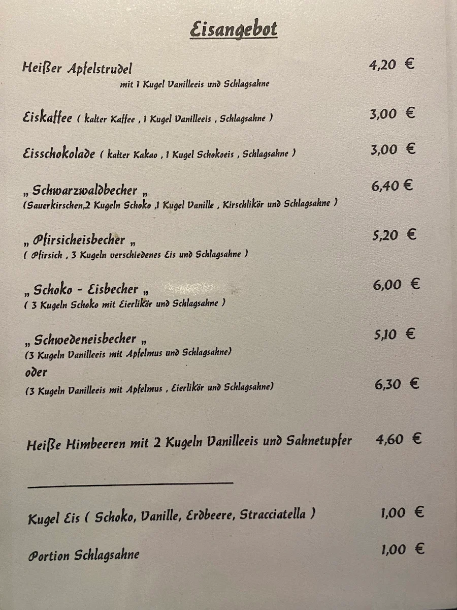 Speisekarte, Oybintal