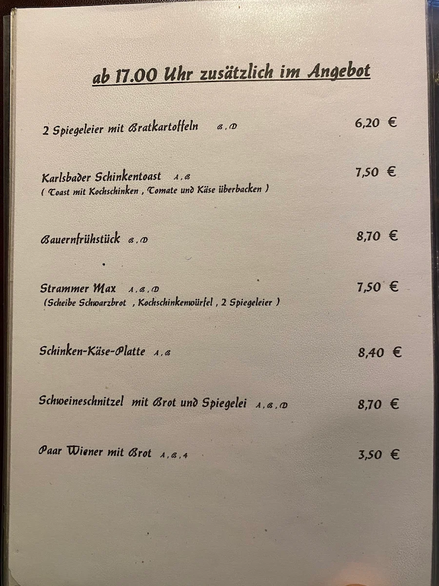 Speisekarte, Oybintal