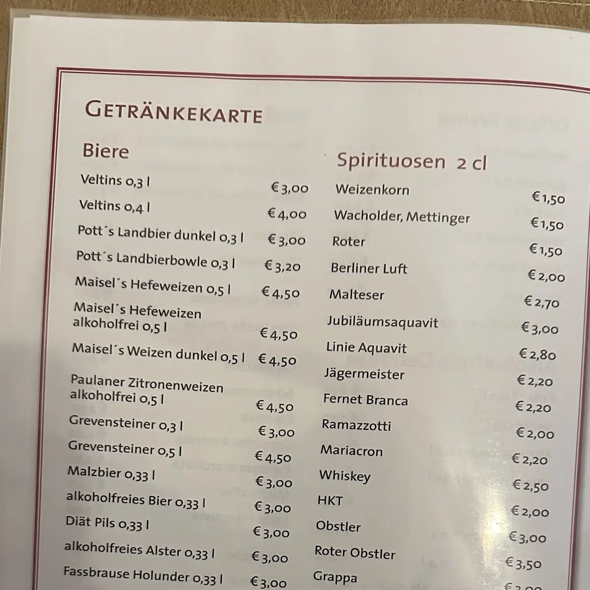 Speisekarte photo 1