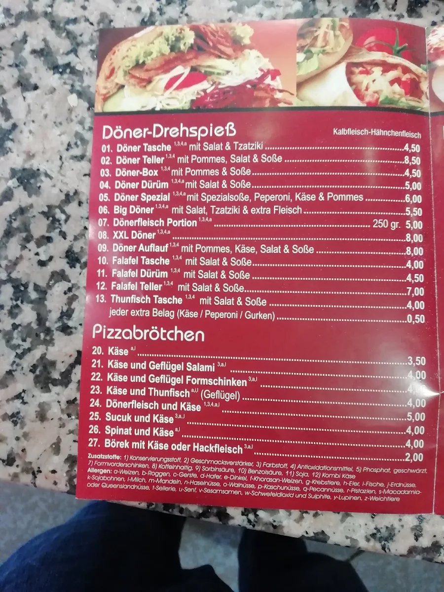 Speisekarte, Gök Imbiss Bäckerei