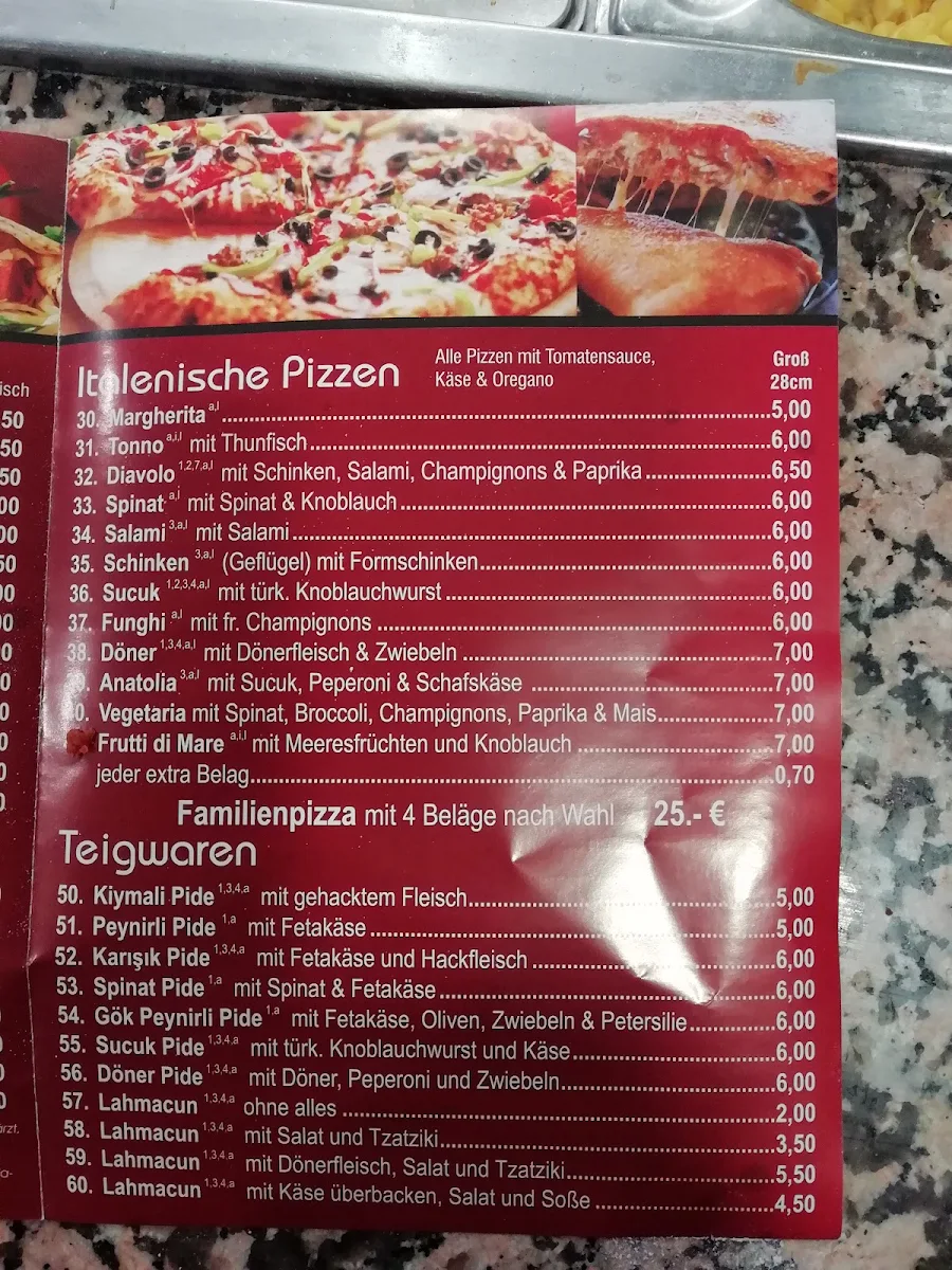 Speisekarte, Gök Imbiss Bäckerei