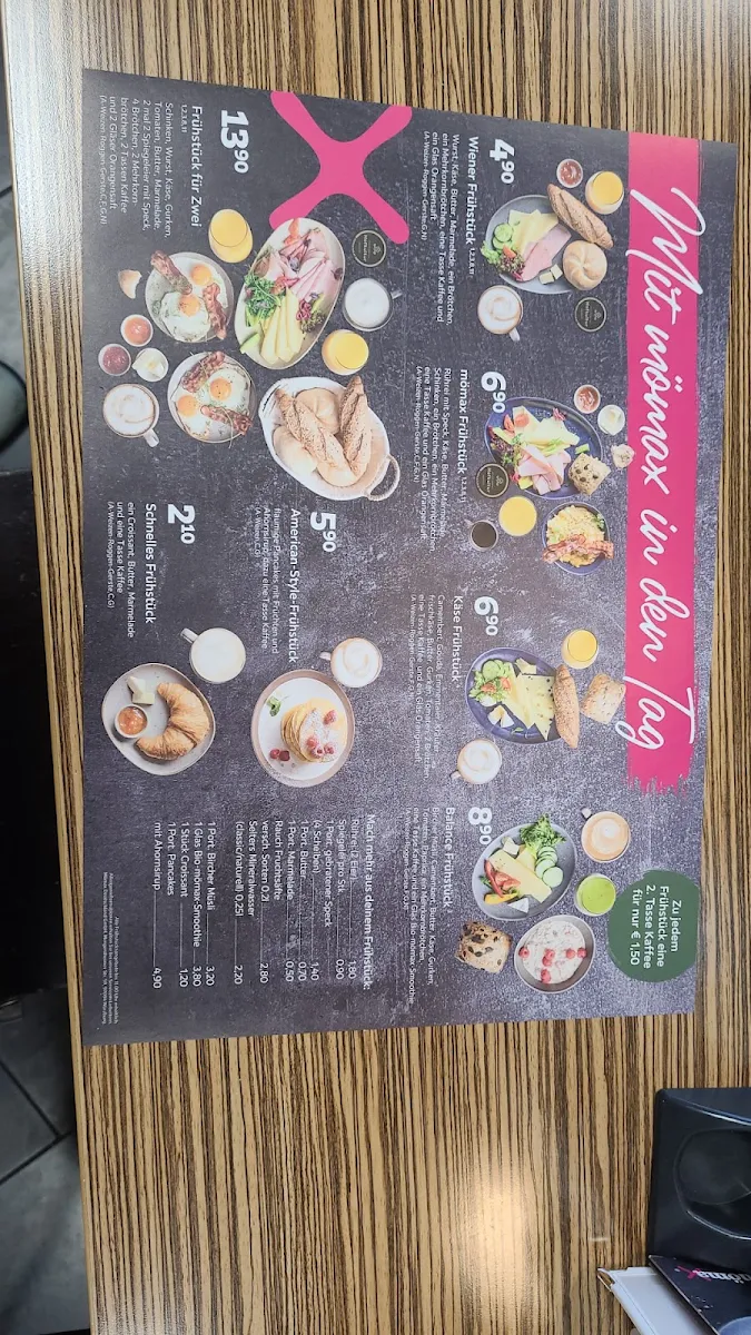 Speisekarte, mömax Restaurant Braunschweig
