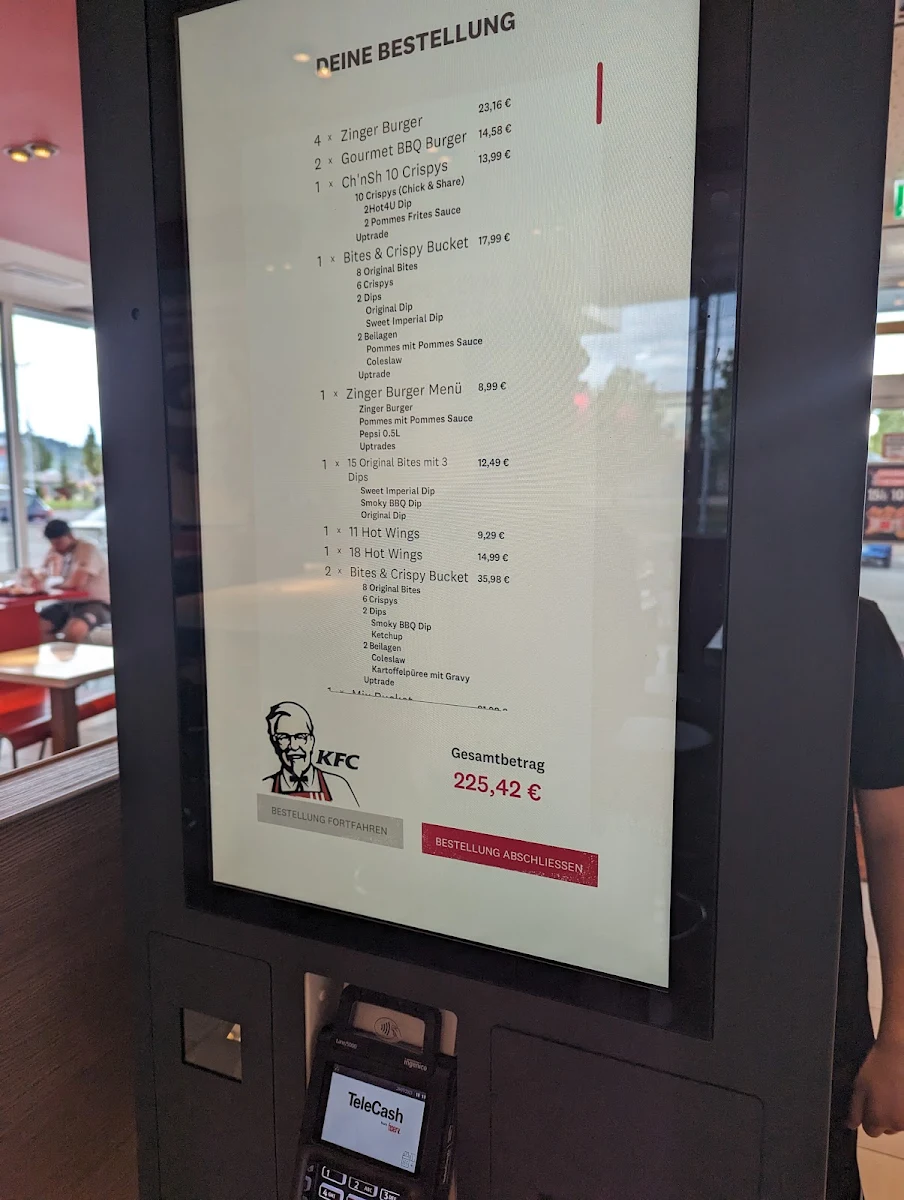 Speisekarte, Kentucky Fried Chicken