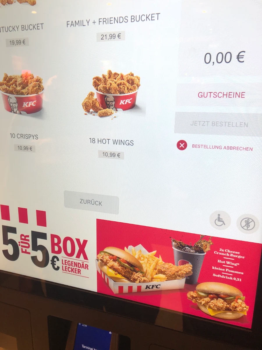 Speisekarte, Kentucky Fried Chicken