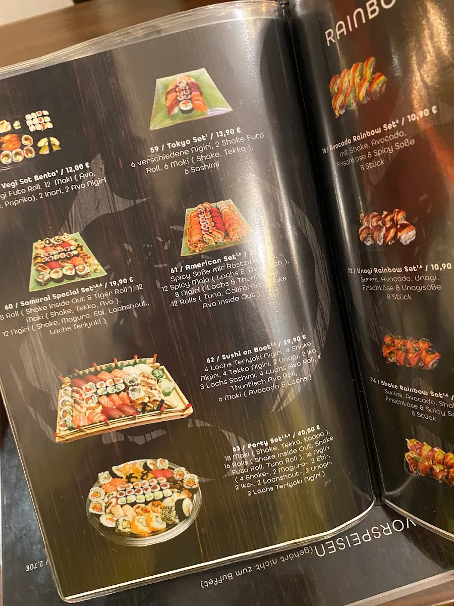 Speisekarte, Samurai Sushi
