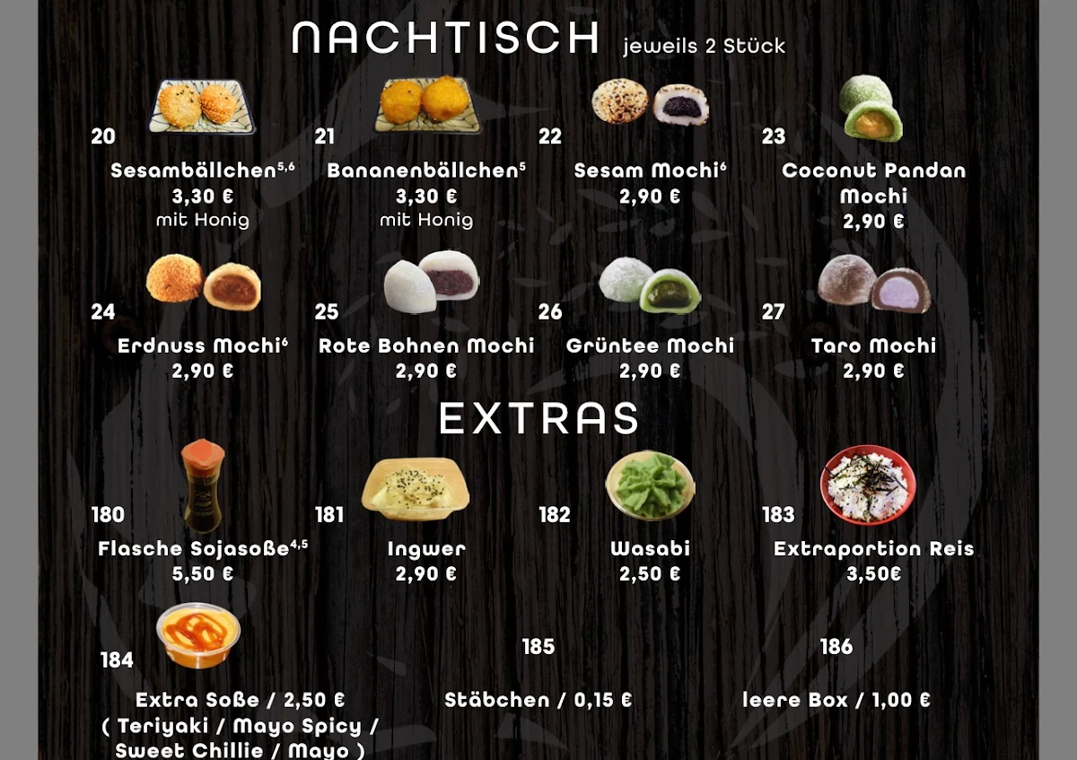 Speisekarte, Samurai Sushi