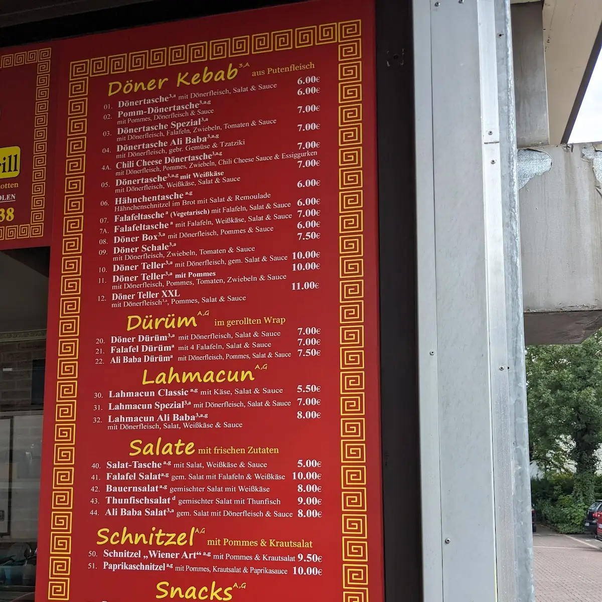 Speisekarte, Ali Baba Grill