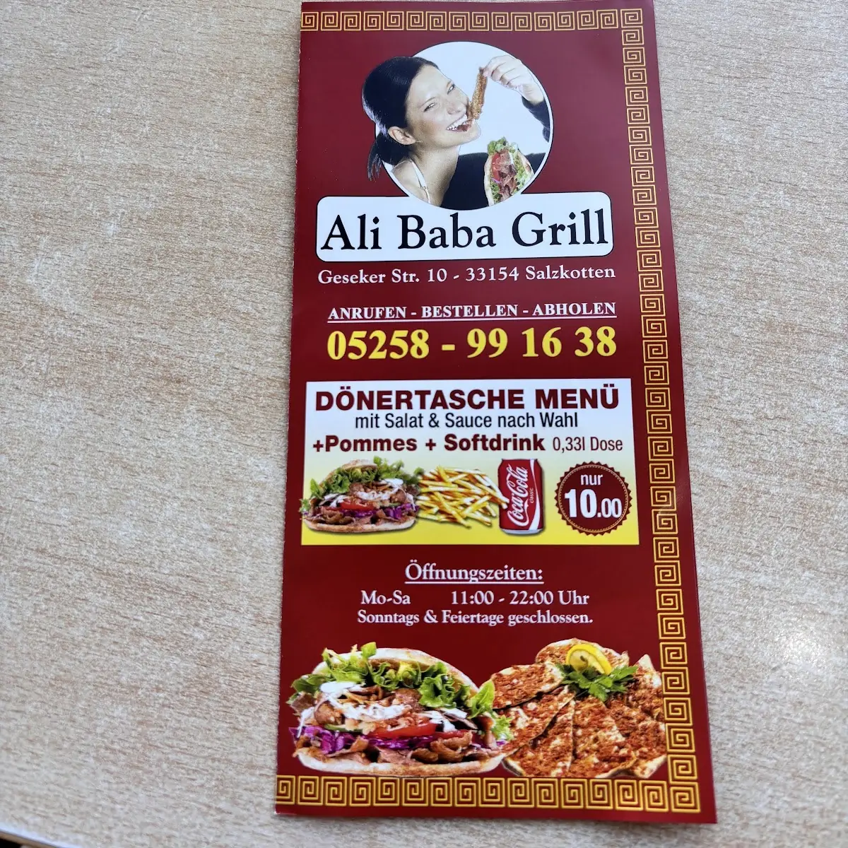 Speisekarte, Ali Baba Grill