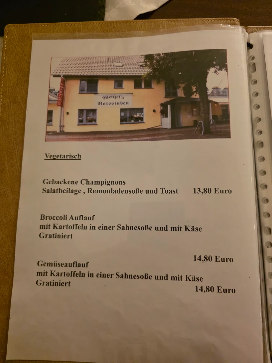 Speisekarte, Wenzel's Ratsstuben