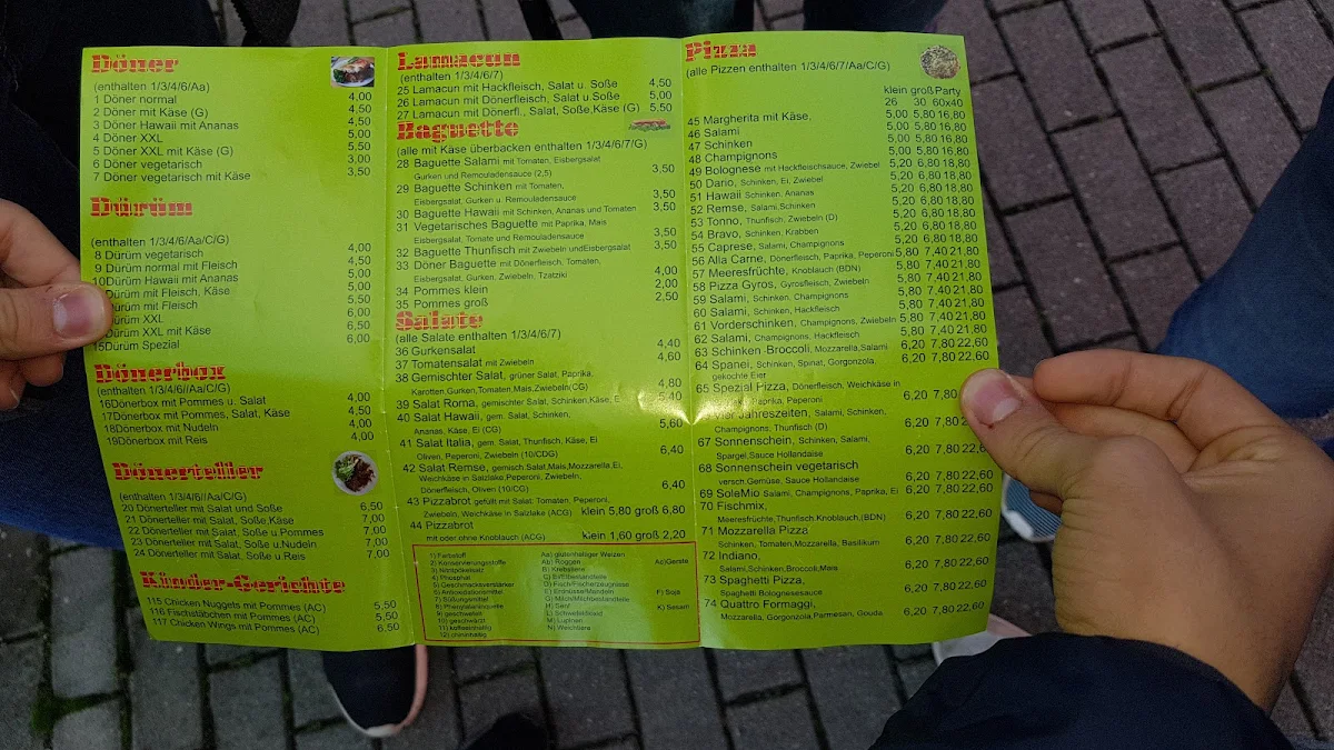 Speisekarte, Döner Remse beste