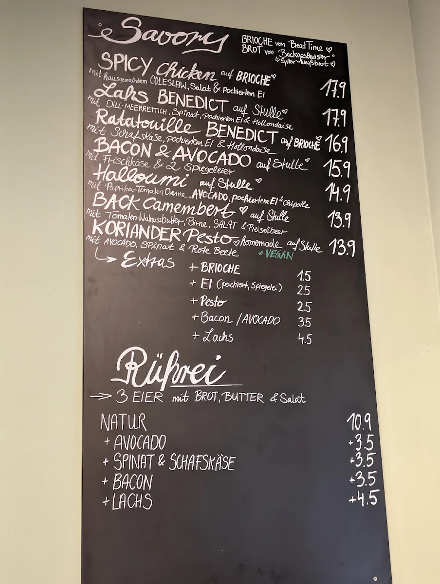Speisekarte, Fendricks Coffee & Breakfast
