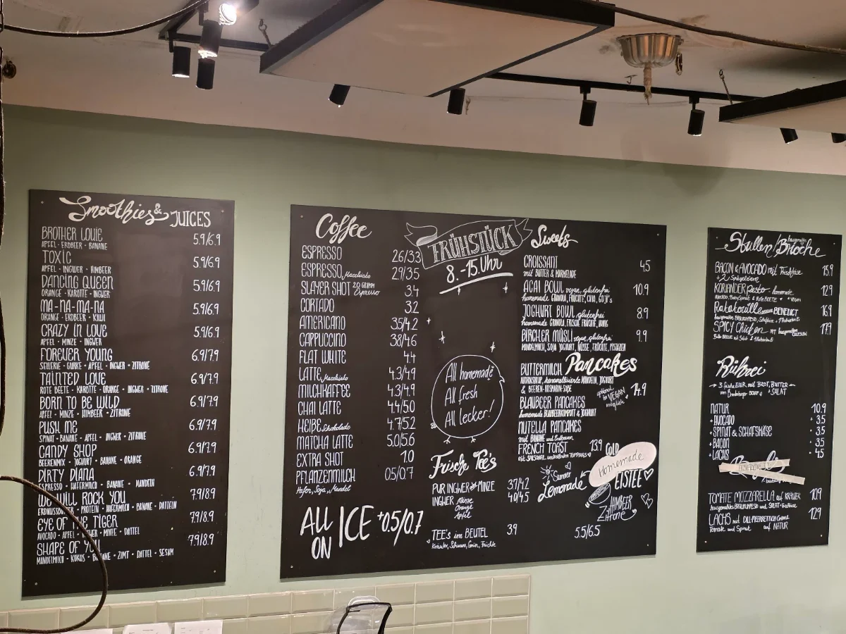 Speisekarte, Fendricks Coffee & Breakfast