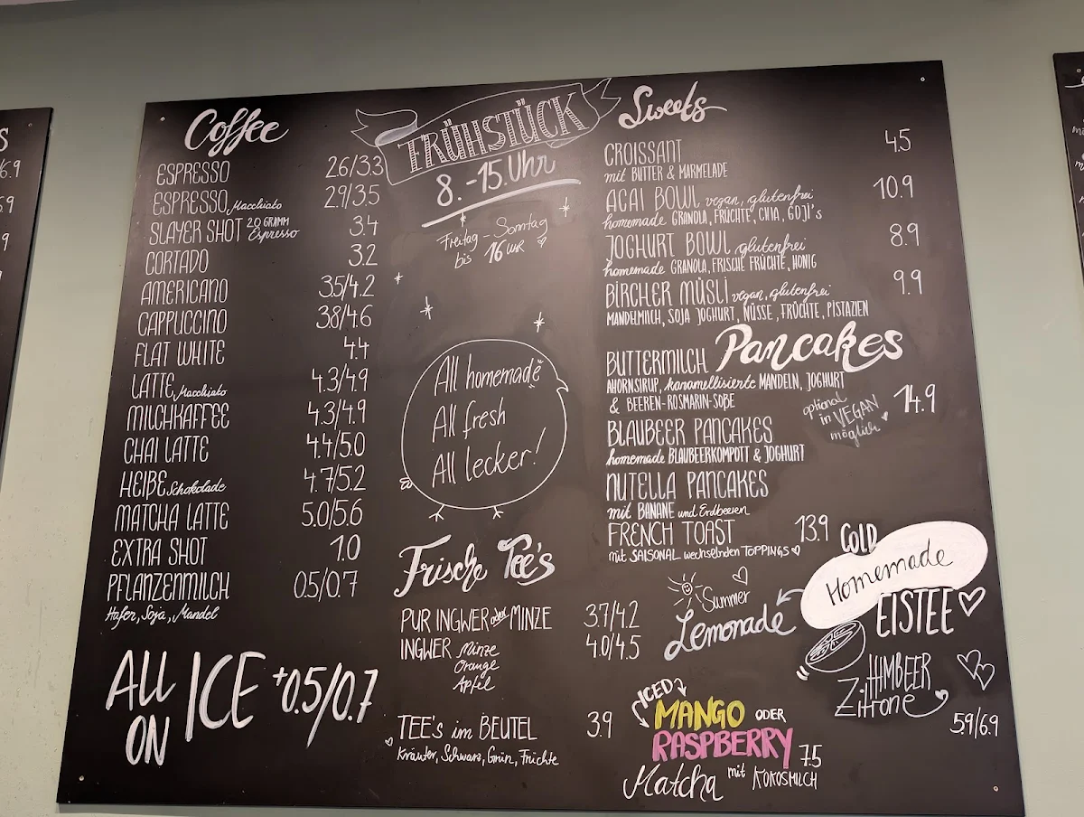 Speisekarte, Fendricks Coffee & Breakfast