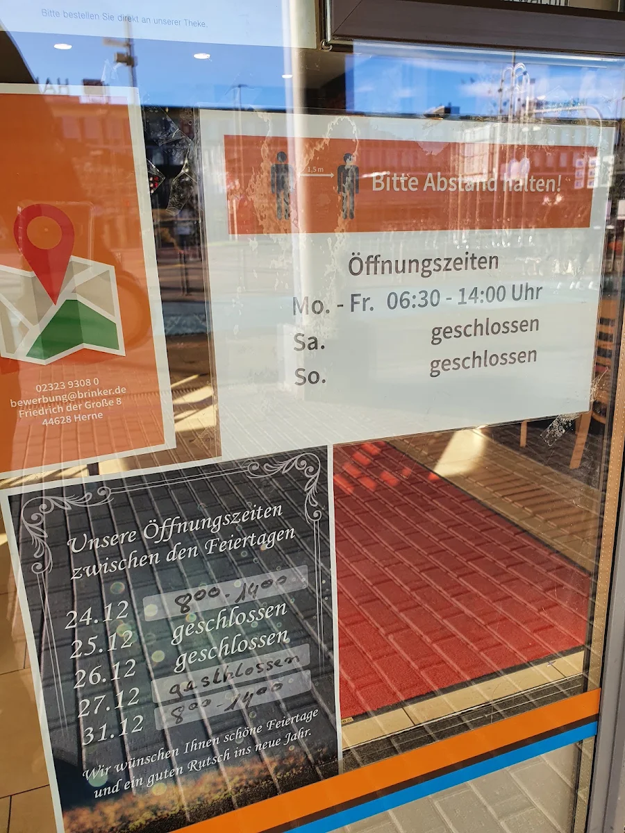 Speisekarte, Bäckerei Brinker