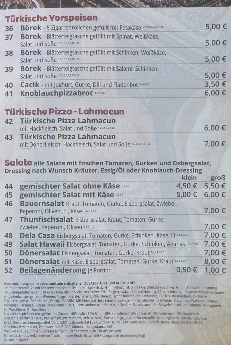 Speisekarte, Pizza Döner Haus Side Rodewisch