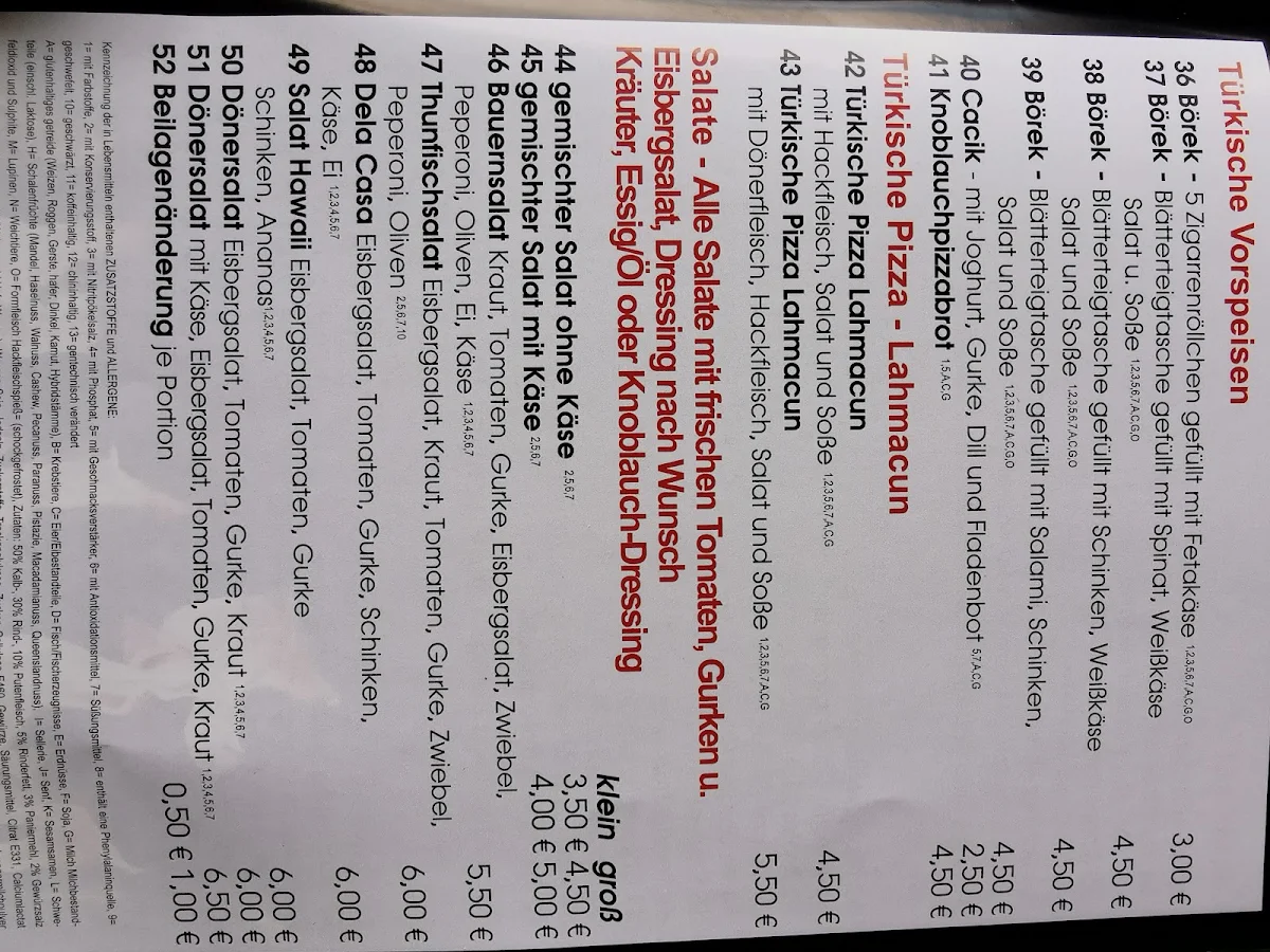 Speisekarte, Pizza Döner Haus Side Rodewisch