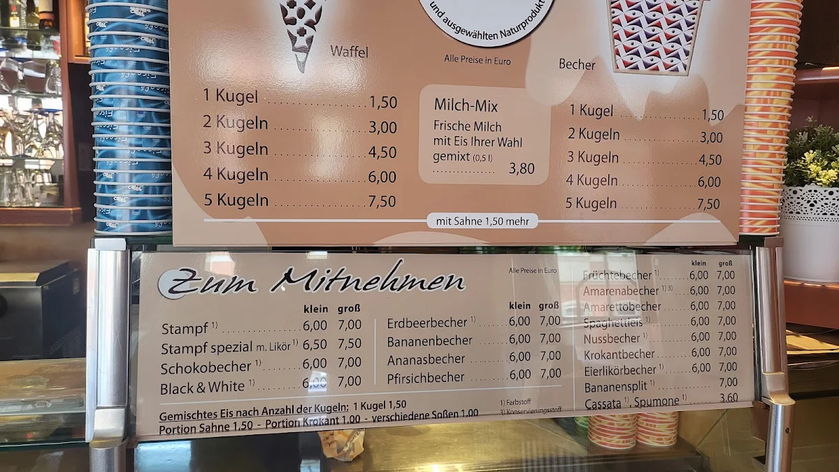 Speisekarte, Eiscafé FLORIDA