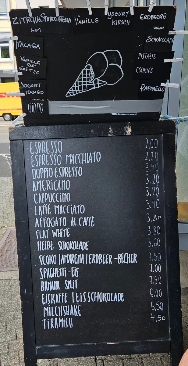 Speisekarte, Eiscafé Castaldi „Gelateria italiana“ Freiburg