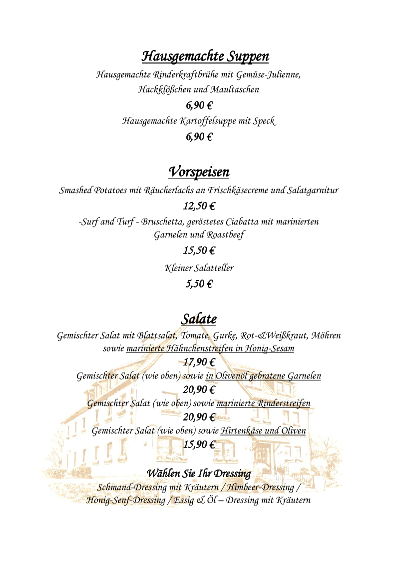 Speisekarte, Hotel & Restaurant »Zur Struth« Neueröffnung 13.01.2026 !!! Betreiberwechsel !!!
