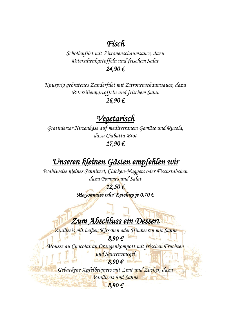 Speisekarte, Hotel & Restaurant »Zur Struth« Neueröffnung 13.01.2026 !!! Betreiberwechsel !!!