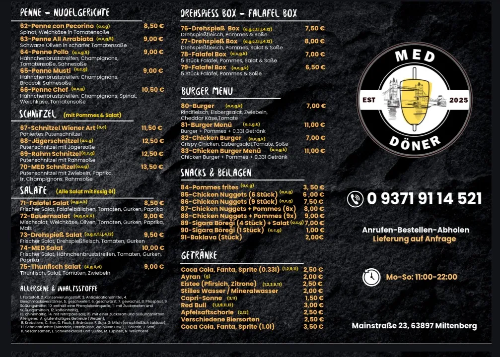 Speisekarte, Med Döner