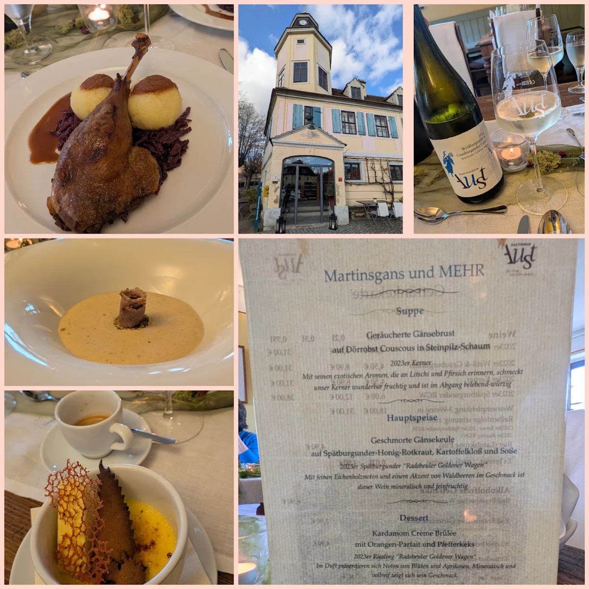 Speisekarte, Weingut Karl Friedrich Aust