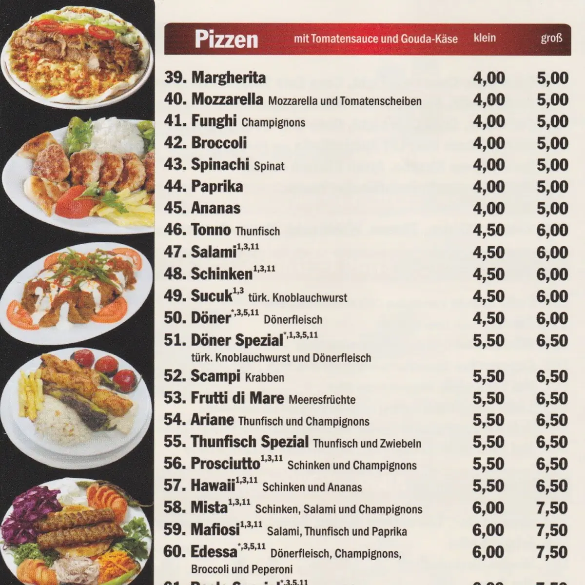 Speisekarte, Kebap Haus Boele