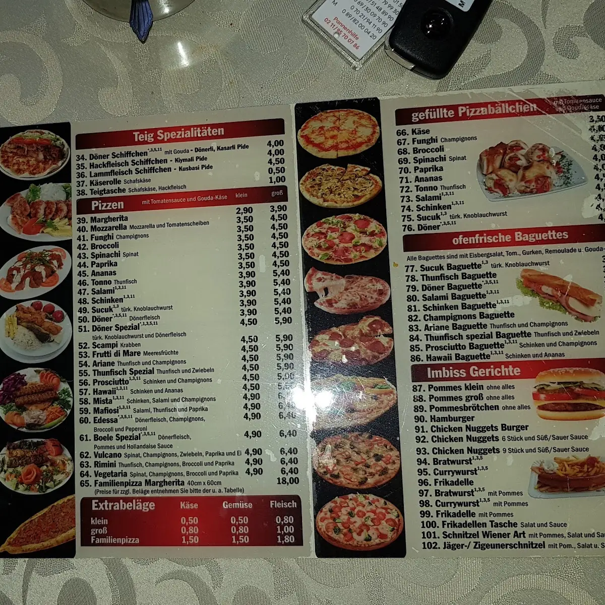 Speisekarte, Kebap Haus Boele