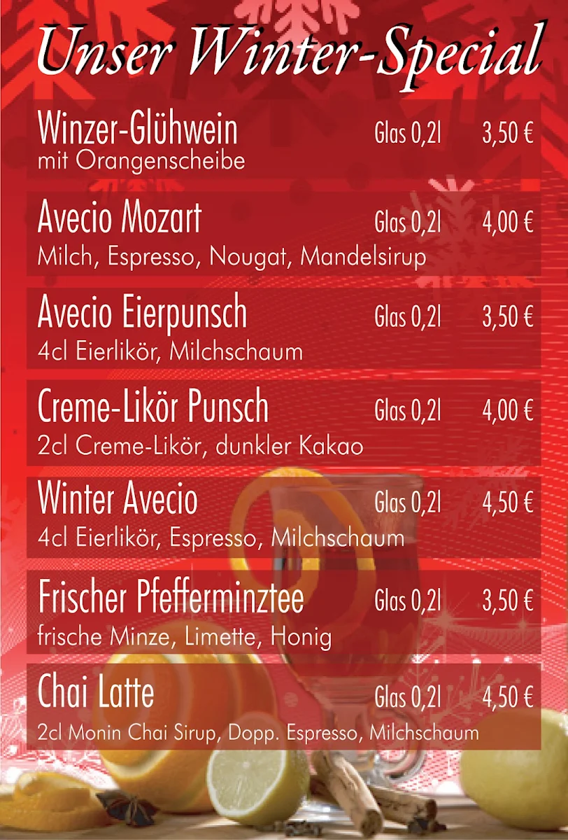 Speisekarte, Avecio-Halle (Saale)
