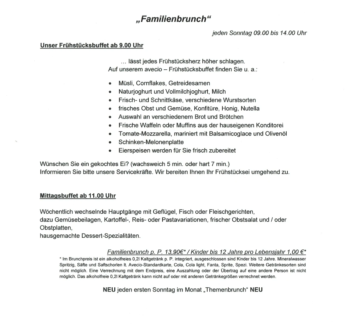 Speisekarte, Avecio-Halle (Saale)