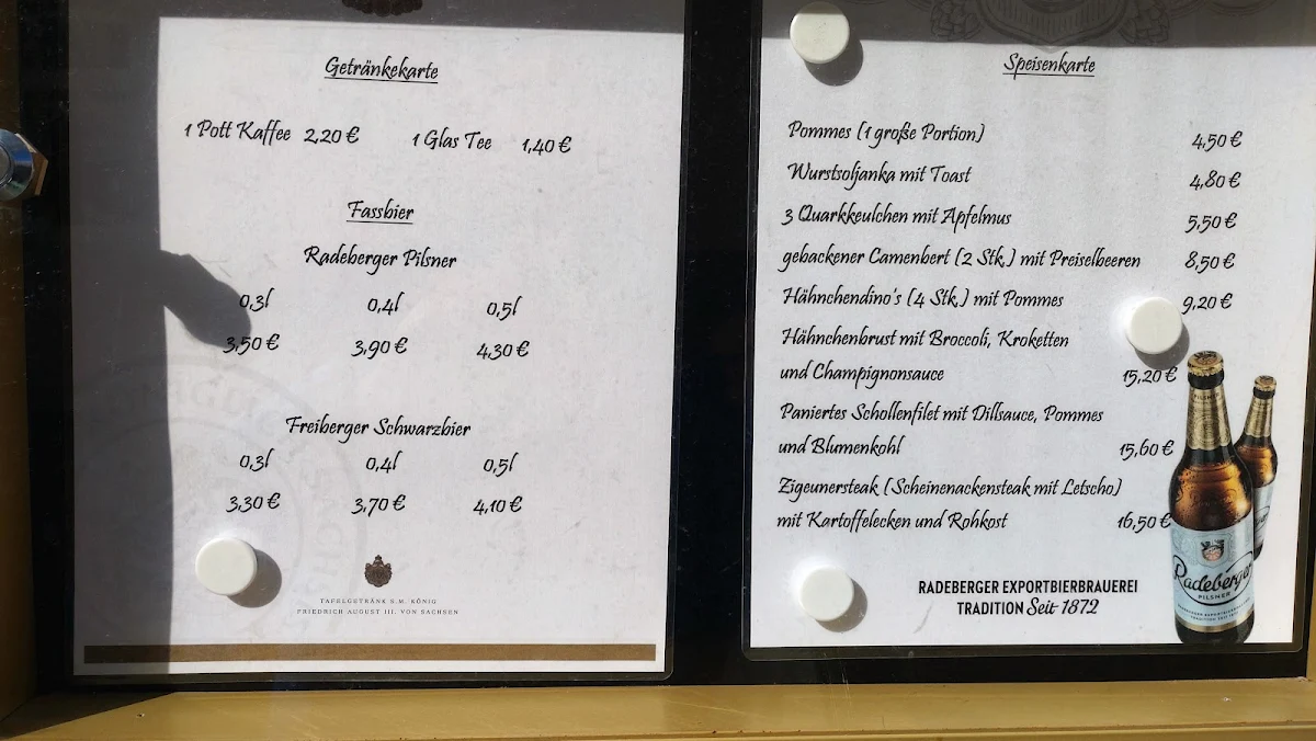 Speisekarte, Gasthaus Zur Garküche Gaststätte