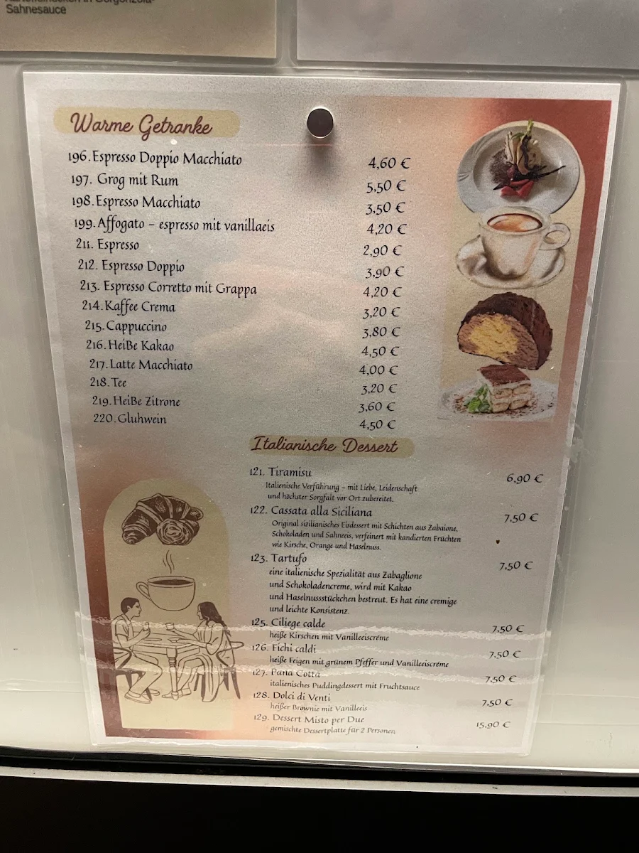 Speisekarte, Ristorante Pizzeria Quattro Venti