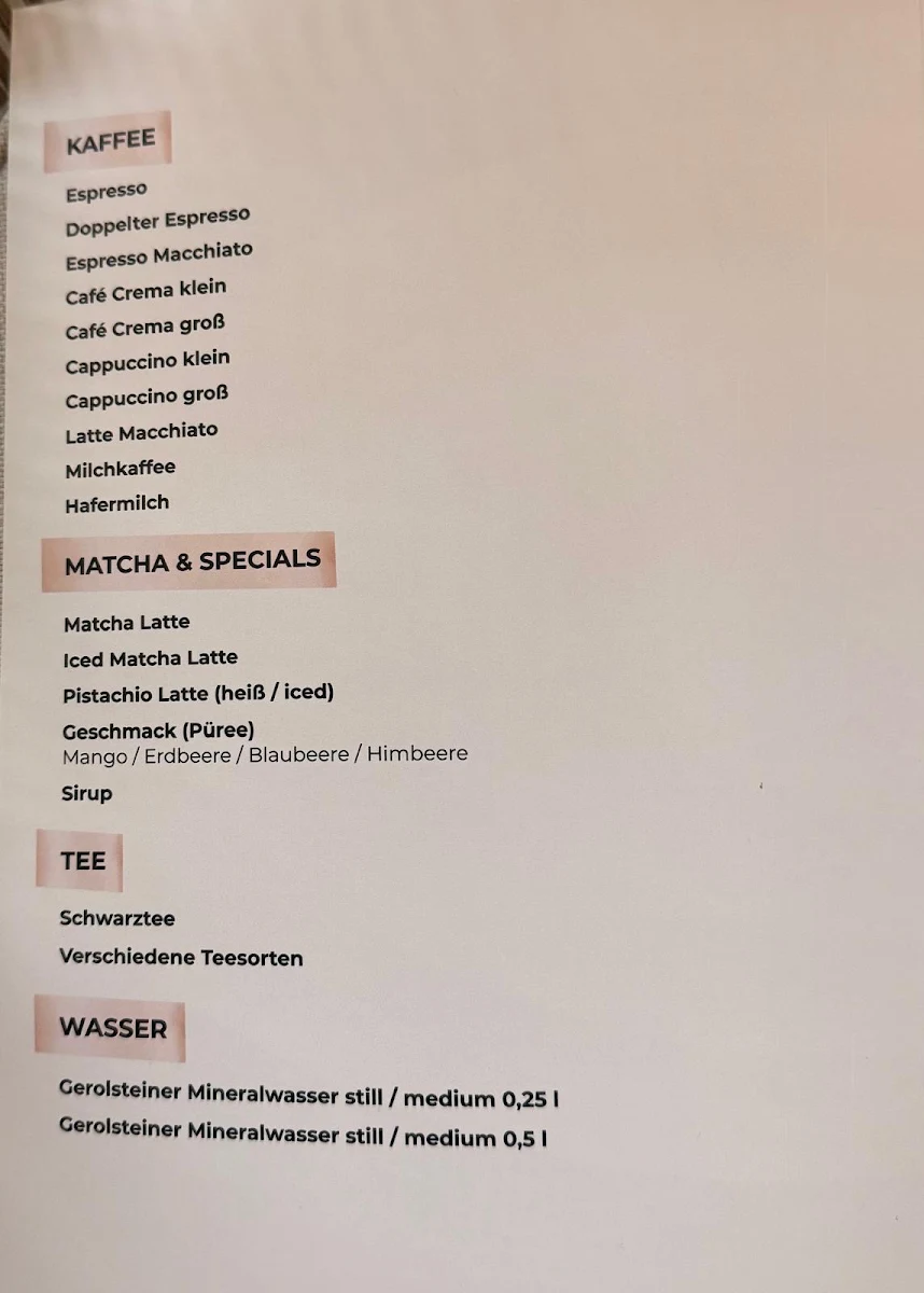 Speisekarte, Café Morné