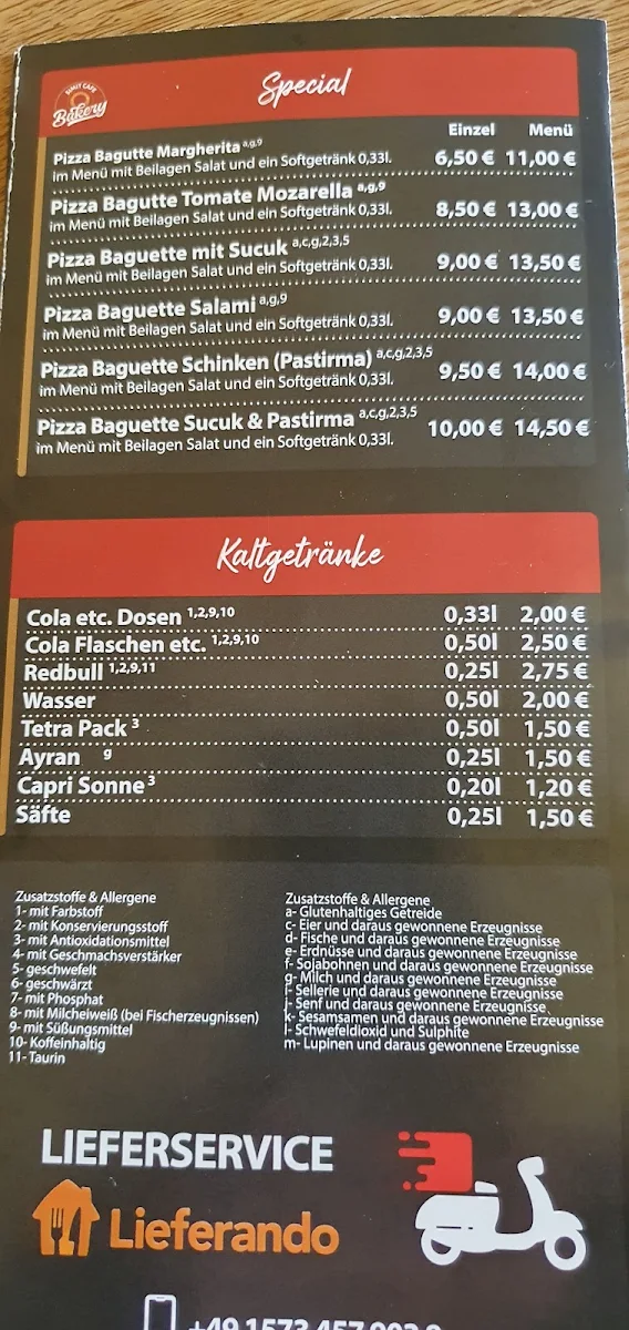 Speisekarte, Café Morné