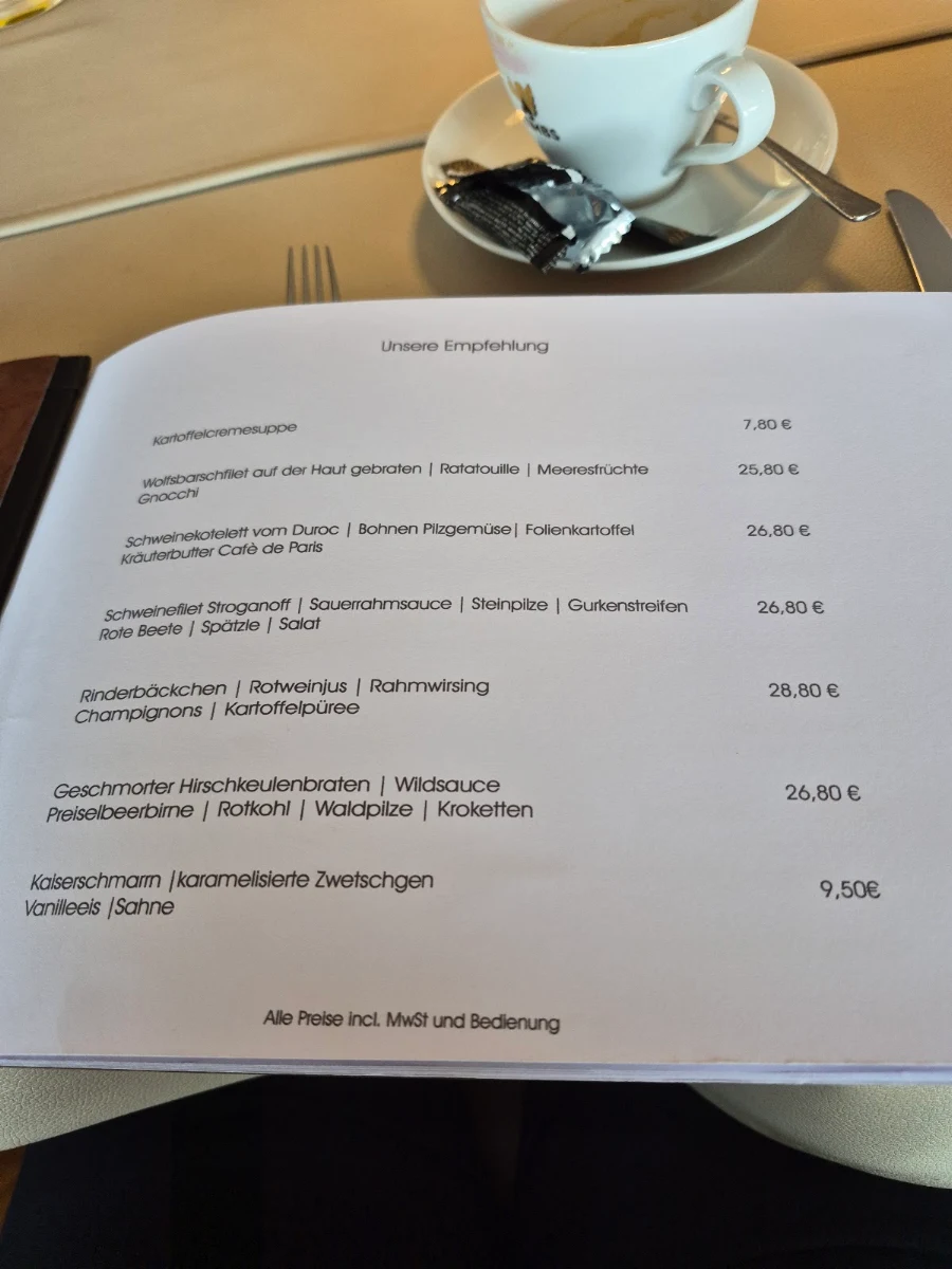 Speisekarte, Restaurant Seeterrasse